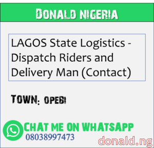 OPEBI - LAGOS State Logistics - Dispatch Riders and Delivery Man (Contact)